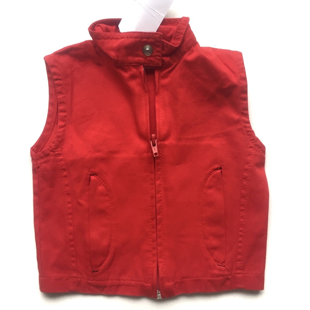 NWT Italian Come Quore Red Biker Zip Vest Sleeveless Jacket. Baby Boy 3 Months